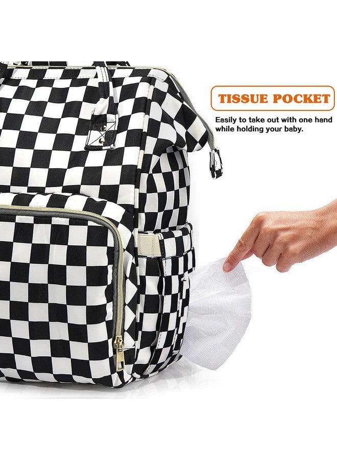 LIMHOO 3 in 1 Diaper Bag Backpack, Multifunction Large Baby Bags with Changing Pad & Stroller Straps, Waterproof Nappy Bag for Mom Baby Care (Checkered) - Image 4