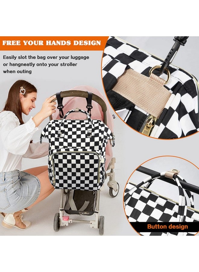 LIMHOO 3 in 1 Diaper Bag Backpack, Multifunction Large Baby Bags with Changing Pad & Stroller Straps, Waterproof Nappy Bag for Mom Baby Care (Checkered) - Image 5