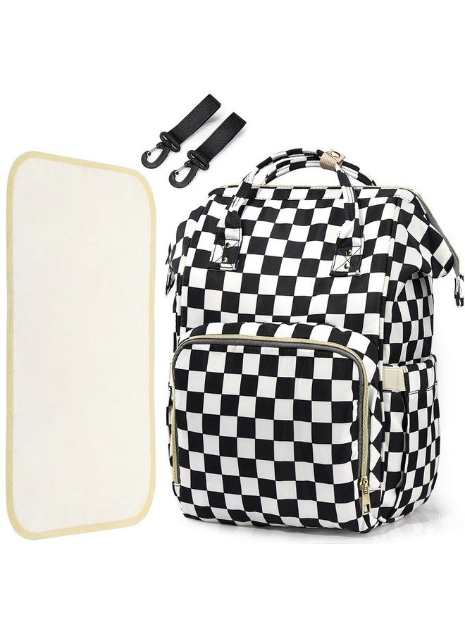 LIMHOO 3 in 1 Diaper Bag Backpack, Multifunction Large Baby Bags with Changing Pad & Stroller Straps, Waterproof Nappy Bag for Mom Baby Care (Checkered) - Image 1