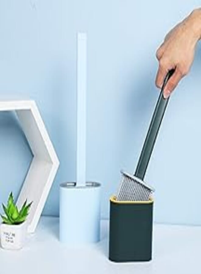 Jeval Silicone Toilet Brush with Bathroom Toilet Cleaning Brush and Holder for Home, Office, Etc. (Multi, Pack of 1) (Assorted Colors)