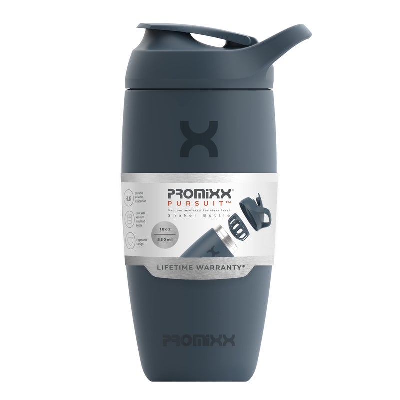 Promixx Pursuit Shaker Bottle Insulated Stainless Steel Water Bottle and shaker Cup, 18oz, Midnight Blue - Image 4