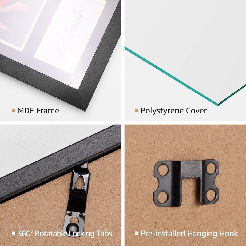 Lavezee Single 10x20 Diploma Frame with Tassel Holder for 8.5x11 Certificate and 4x6 Photo, Black Over Gold Double Mat with PS Front for Wall, 1 Pack, Graduation Shadow Frame Gifts - Image 4