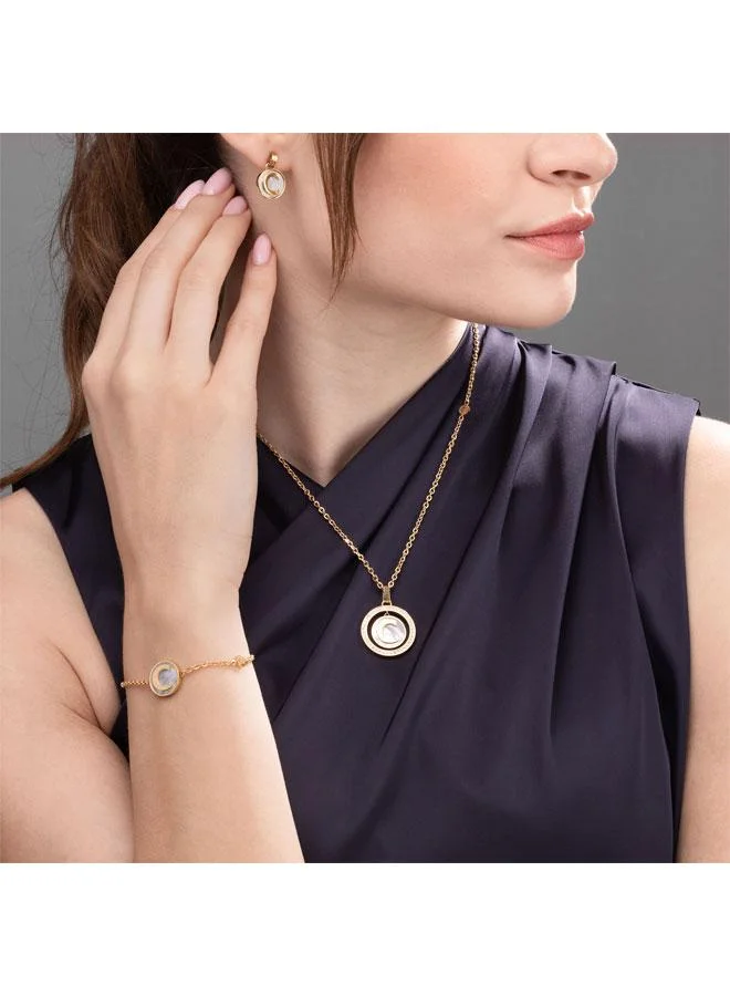 CERRUTI 1881 Circulo Gold Plated MOP Big Necklace, Earrings and Bracelet Set Box for Womens