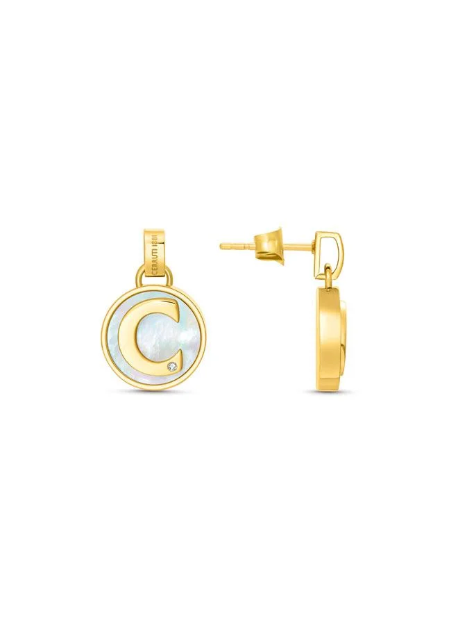 CERRUTI 1881 Circulo Gold Plated MOP Big Necklace, Earrings and Bracelet Set Box for Womens