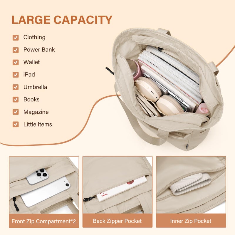 GOLF SUPAGS Foldaway Convertible Tote Backpack Lightweight Nylon Daypack for Women Men City Pack Versatile Backpack for Leisure Travel, Apricot - Image 4