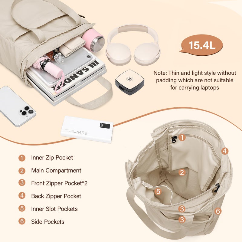 GOLF SUPAGS Foldaway Convertible Tote Backpack Lightweight Nylon Daypack for Women Men City Pack Versatile Backpack for Leisure Travel, Apricot - Image 3