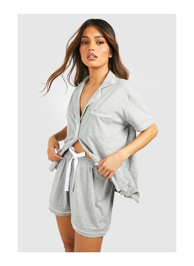 boohoo - Jersey Button Through PJ Short Set - Image 1