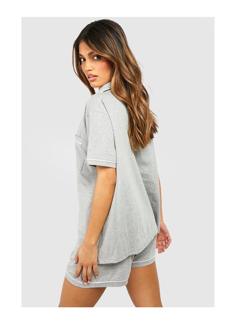 boohoo - Jersey Button Through PJ Short Set - Image 1