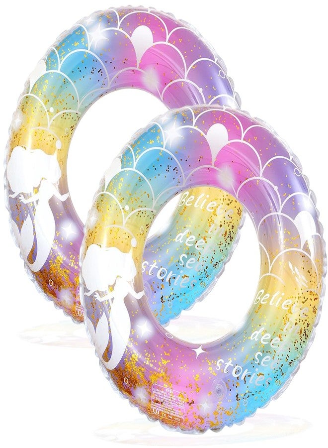 Baseo 2 pcs Mermaid Pool Floats,Inflatable Mermaid Swimming Ring, Cute Pool Float Tube Decorations Swim Tubes Outdoor Pool Beach Water Floats Party Supplies Floaties (Pool Ring) - Image 1