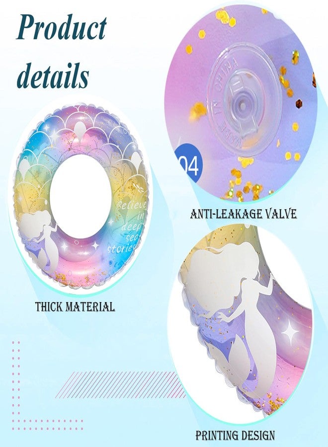 Baseo 2 pcs Mermaid Pool Floats,Inflatable Mermaid Swimming Ring, Cute Pool Float Tube Decorations Swim Tubes Outdoor Pool Beach Water Floats Party Supplies Floaties (Pool Ring) - Image 3
