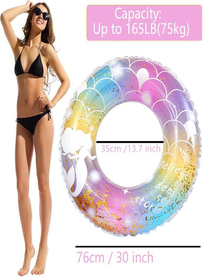 Baseo 2 pcs Mermaid Pool Floats,Inflatable Mermaid Swimming Ring, Cute Pool Float Tube Decorations Swim Tubes Outdoor Pool Beach Water Floats Party Supplies Floaties (Pool Ring) - Image 2