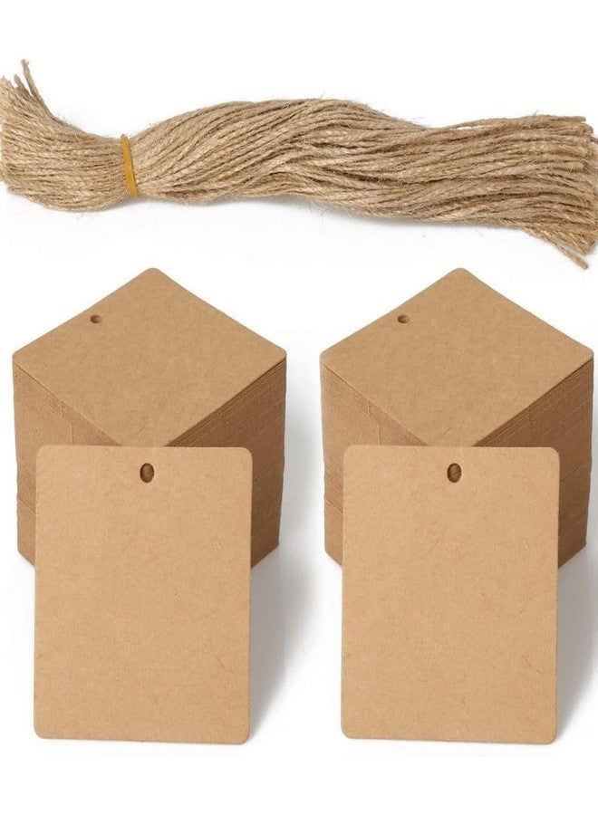 CVANU 50pcs Brown Kraft Paper Double-Sided Writable Handmade Tag With Natural Jute Twine for Gift & Thanksgiving Tag (2.4inX2.4in)_A6 - Image 3