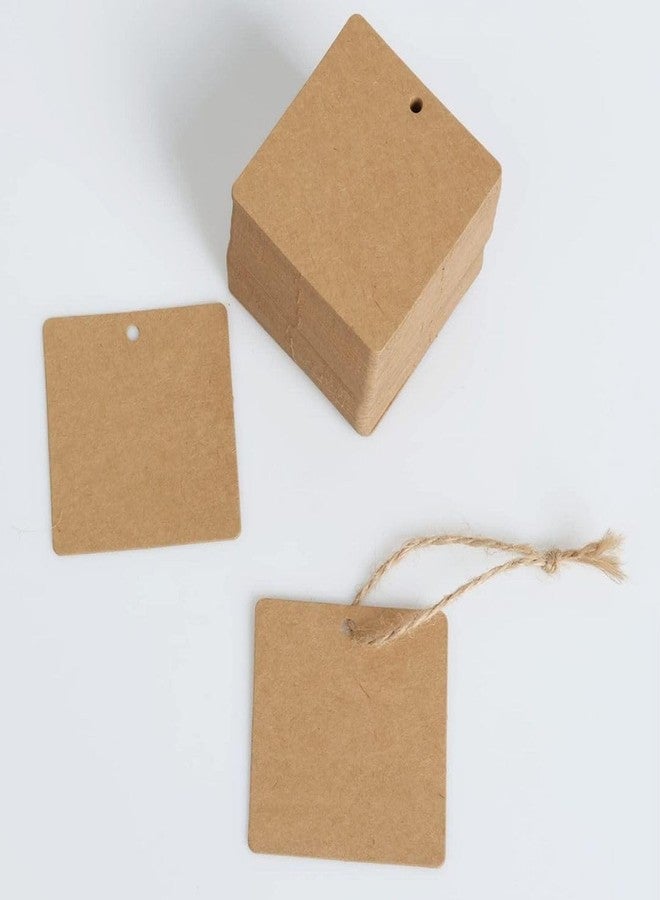 CVANU 50pcs Brown Kraft Paper Double-Sided Writable Handmade Tag With Natural Jute Twine for Gift & Thanksgiving Tag (2.4inX2.4in)_A6 - Image 5