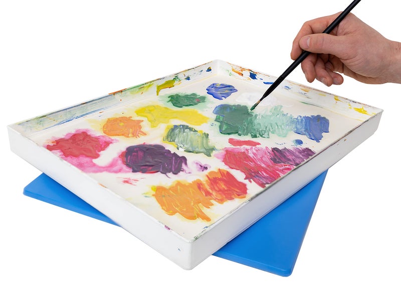 Masterson Artist Palette Seal, 12in x 16in Airtight Palette Container, Keeps Wet Paint Fresh for Weeks, Oil or Acrylic Painting Palette with Lid, Seal, Blue Lid Box, Made in USA - Image 4