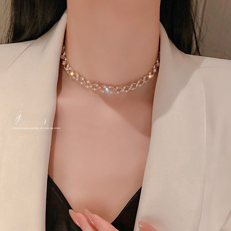 Generic Korean Layered Pearl Tassel Choker Necklace 19. Gold plating pearl necklace 