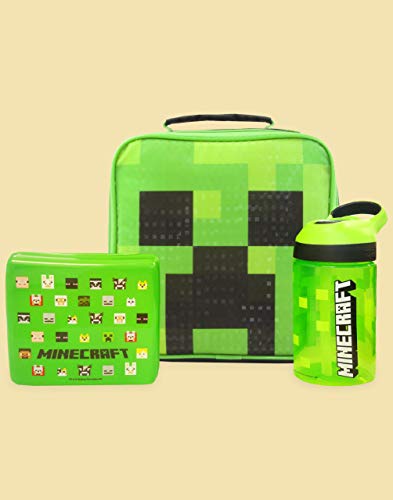 MINECRAFT علبة طعام ماين كرافت للأطفال الأولاد حقيبة طعام مدرسية مع زجاجة ماء ووعاء واحد مقاس - Image 3