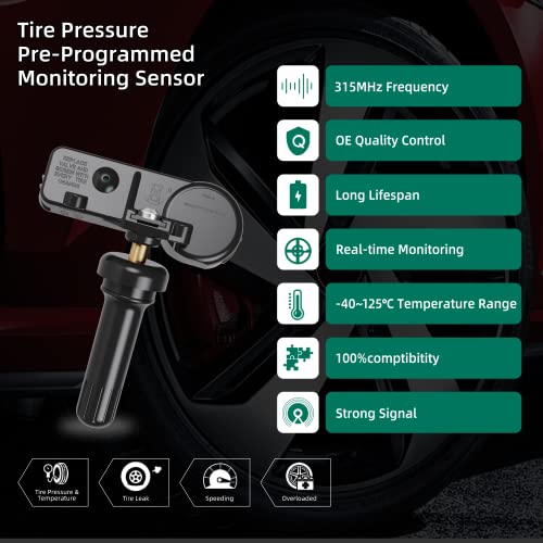 CDWTPS 13586335 GM Tire Pressure Sensor, 315MHZ Tire Pressure Monitoring System(TPMS) Sensor Replacement for Buick GMC Chevy Cadillac Replace#13598771,13598772,13581558,20923680(1-Pack) - Image 3