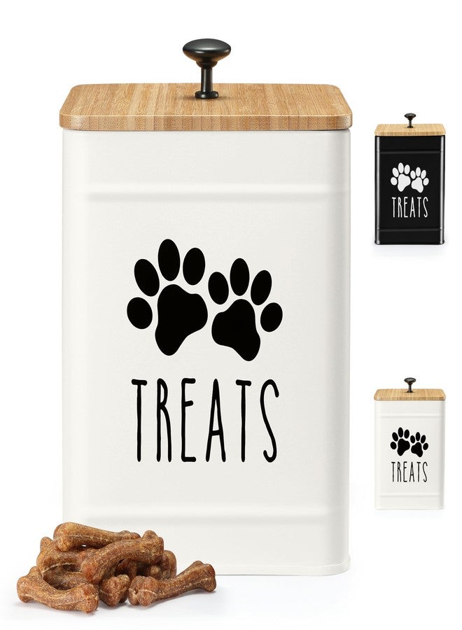 PERFNIQUE Dog Treat Container, Airtight Dog Treat Jar, Dog Cookie Jar for kitchen Counter, Pet Treat Container, Dog Food Storage, Treat Jars for Pets, Cat Treat Container, 8.2x6.2 (White) - Image 1