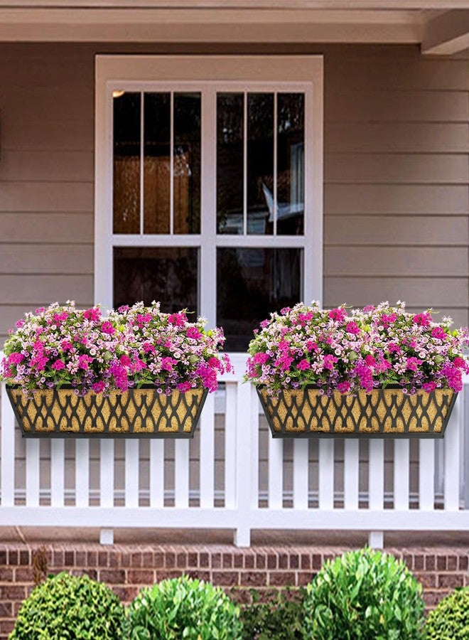 Karlliu 2 Pack 24 Inch Window Boxes Planters Railing Planter Box with Adjustable Brackets for Porch Fence Patio Balcony Hanging Flower Baskets with Coco Liners for Outdoor Garden Décor - Image 2