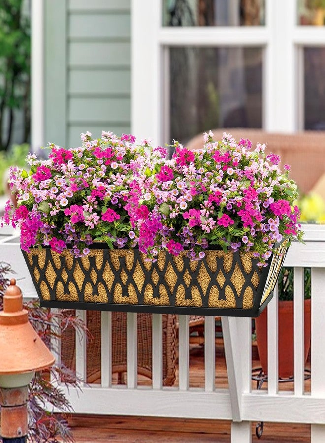 Karlliu 2 Pack 24 Inch Window Boxes Planters Railing Planter Box with Adjustable Brackets for Porch Fence Patio Balcony Hanging Flower Baskets with Coco Liners for Outdoor Garden Décor - Image 4