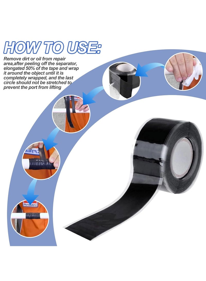 CMGTYYD 2 Pcs Self Fusing Silicone Tape, Self Amalgamating Waterproof Tape for Leaks, Flex Tape, Rubber Leak Repair Tape, Sealing Tape, for Pipe Water Hose Leakage Sealing Repairing(25mm x 3m) - Image 3