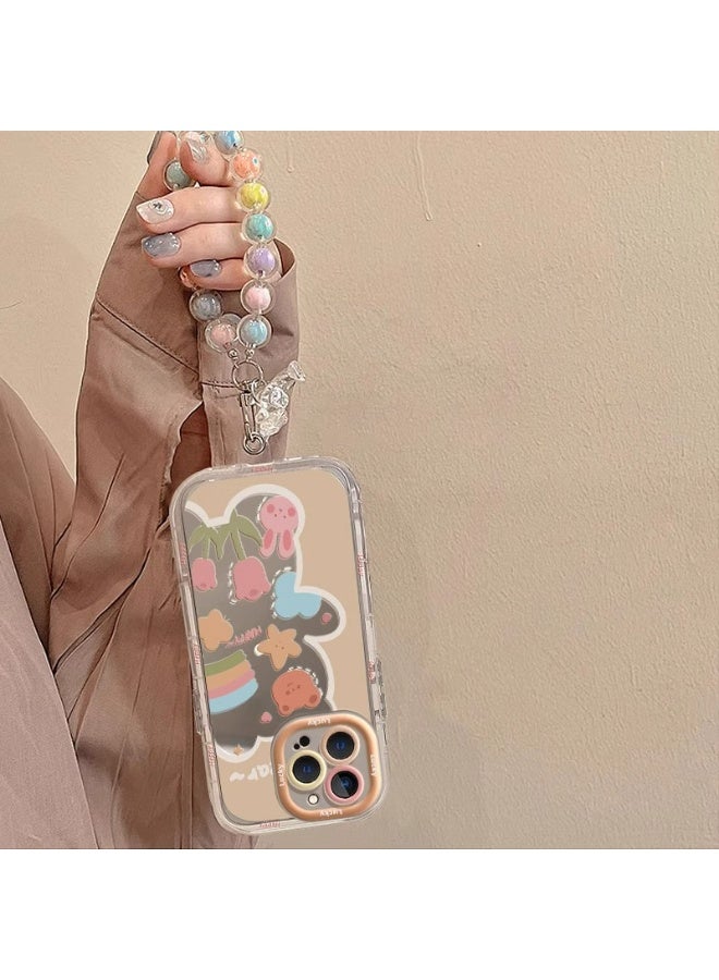 NIBEMINENT Box Boy Protective TPU Case Cover For iPhone 15 Pro Max, Cream Mirror With Chain - Image 2