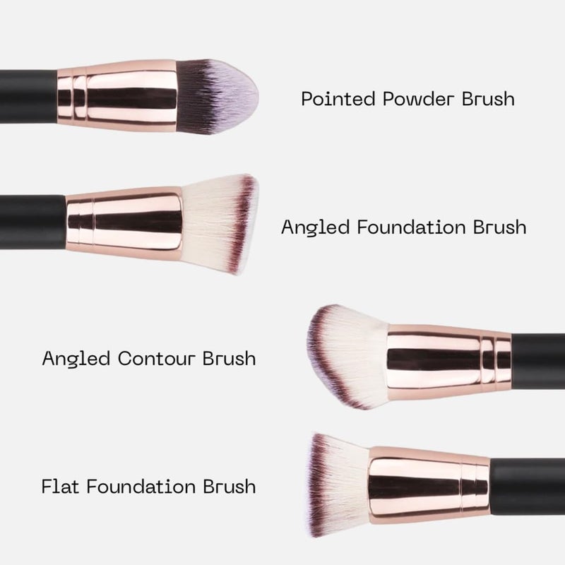 Aura Facial Makeup Brushes, 2 Pcs Double Ended Makeup Brushes for Applying Liquid, Cream and Powder. Includes flat, contour, angled and blending brushes. Foundation and blending brushes. Kabuki - Image 2