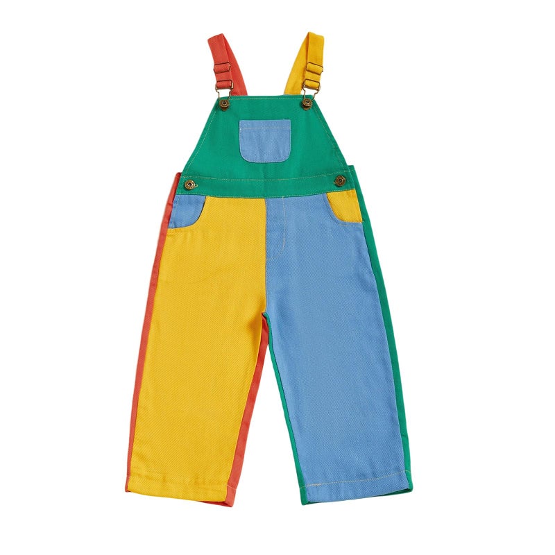 Fernvia Toddler Kids Baby Boy Girl Contrast Color Overalls Pants Clothes 2T 3T 4T 5T Adjustble Shoulder Strap Romper Workwear (A-Contrast color, 2-3 Years) - Image 1