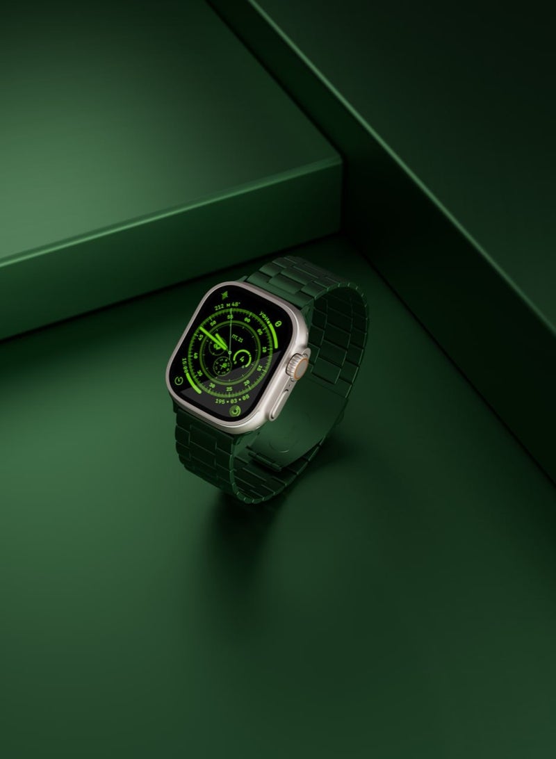 LEVELO Monet Metal Watch Strap for Apple Watch 49mm / Water & Abrasion Resistance / Extreme Durability / Stainless Steel Apple Watch Band - Green - Image 3
