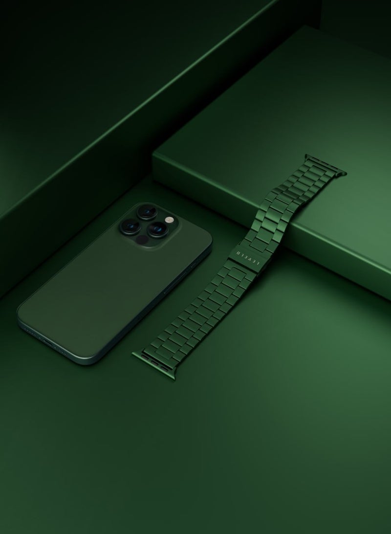 LEVELO Monet Metal Watch Strap for Apple Watch 49mm / Water & Abrasion Resistance / Extreme Durability / Stainless Steel Apple Watch Band - Green - Image 2