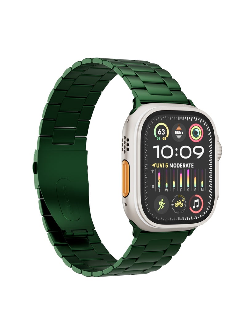 LEVELO Monet Metal Watch Strap for Apple Watch 49mm / Water & Abrasion Resistance / Extreme Durability / Stainless Steel Apple Watch Band - Green - Image 4