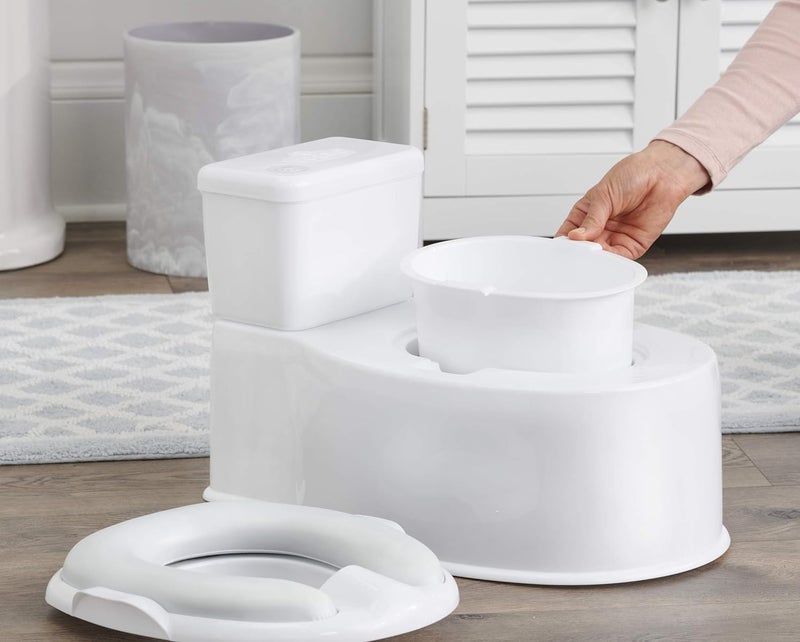 Regalo 2in1 Potty Training and Transition Potty with Flushing Sound Removable Seat Bonus Kit Oversized Foam Soft Seat and Wipe Storage White - Image 4