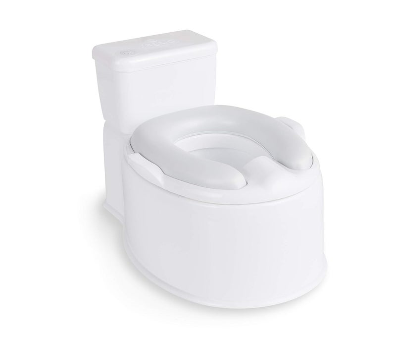 Regalo 2in1 Potty Training and Transition Potty with Flushing Sound Removable Seat Bonus Kit Oversized Foam Soft Seat and Wipe Storage White - Image 1