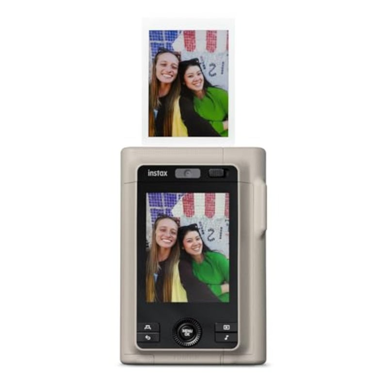 Instant film camera and printer for everyday use, hybrid digital design with sand beige finish, featuring 6x4 cm rear LCD, sound recording, dual cameras main + wide-angle selfie - Image 4