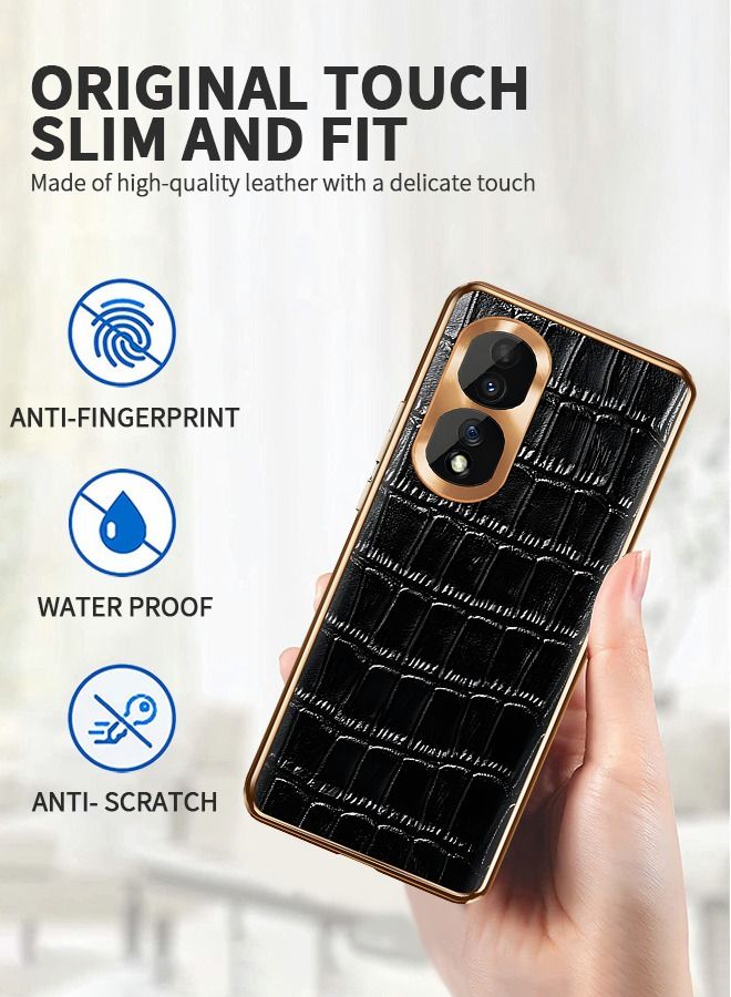 GROIC Compatible with Huawei Honor 80 Pro Case,Electroplated Leather Fall Protection Cover,Luxury Alligator Phone Shell for Huawei Honor 80 Pro 6.67 Inch - Image 3