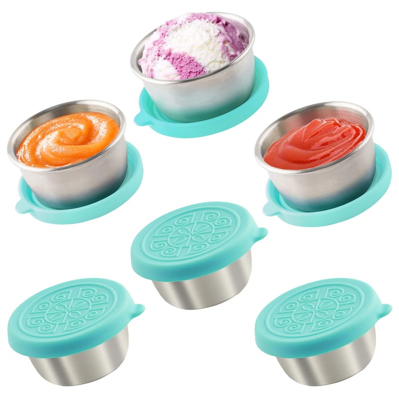 Qukaka 6x1.6 Oz Salad Dressing Containers With Lids  Small Leakproof Reusable Stainless Steel Salad Dressing Container To Go For Lunch Boxes Sauce containers  Picnics Travel Meal Prep And Kitchen Storage. - Image 1