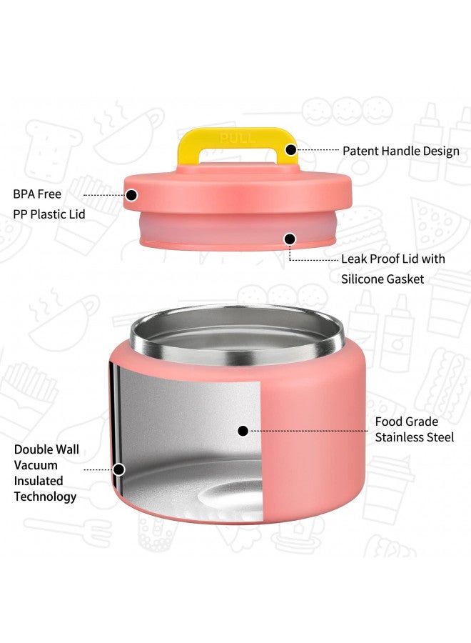 MAISON HUIS 8oz Soup Thermo Wide Mouth Vacuum Insulated Thermo Food Jar, Leak Proof Stainless Steel Food Thermo for Hot&Cold Food Kids Food Lunch Soup Container for School Travel (Pink) - Image 1