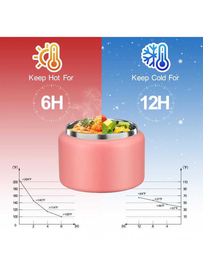 MAISON HUIS 8oz Soup Thermo Wide Mouth Vacuum Insulated Thermo Food Jar, Leak Proof Stainless Steel Food Thermo for Hot&Cold Food Kids Food Lunch Soup Container for School Travel (Pink) - Image 2