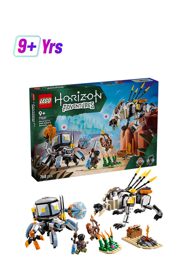 LEGO Horizon Adventures Aloy & Varl vs. Shell-Walker & Sawtooth Building Toy Set with Machine Monsters and Minifigures, Creative Gift for 9+ Year Old Boys, Girls and Gamers 77037 (768 pieces)  - Image 1