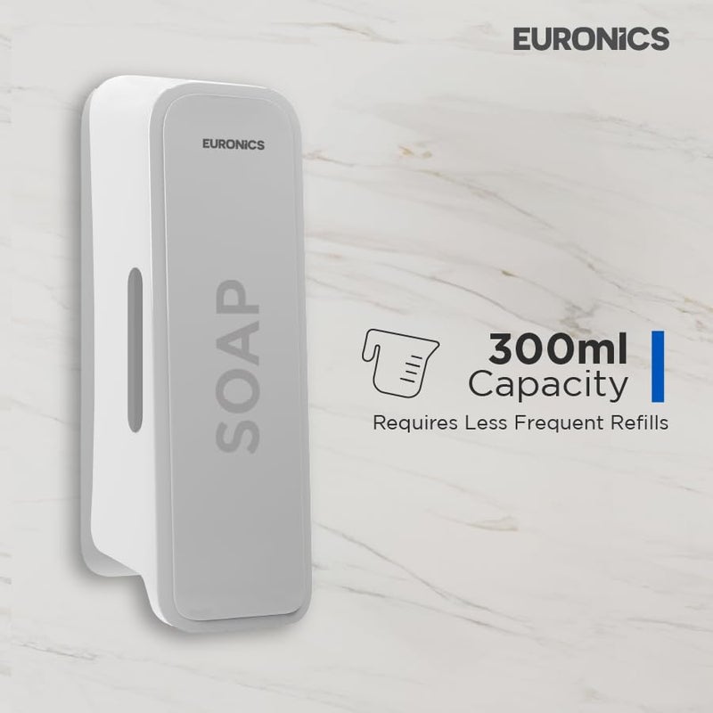 EURONICS Plastic 300 Ml Liquid Soap Dispenser For Bathroom Offices Wall Mounted Ea51 White - Image 5
