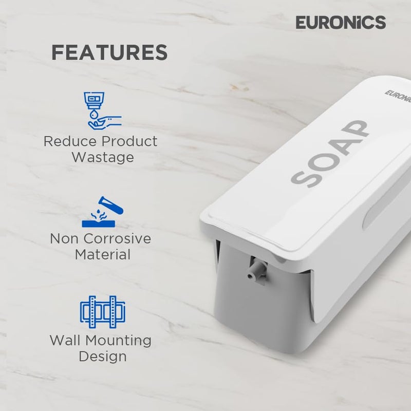 EURONICS Plastic 300 Ml Liquid Soap Dispenser For Bathroom Offices Wall Mounted Ea51 White - Image 4