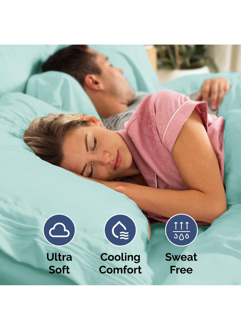 Extra Deep Twin Sheet Set - 4 Piece Breathable & Cooling Sheets - Hotel Luxury Bed Sheets Set - Easy & Secure Fit - Soft  Wrinkle Free & Comfy Sheets Set - Spa Blue Sheet Set with Extra Deep Pockets