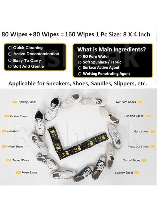 Shoe Cleaning Wipes for Sneakers, 80-Piece Instant Sneaker Cleaner Wipes, Quick Dirt & Stain Remover for Leather, Canvas and Sports Shoes - Image 3