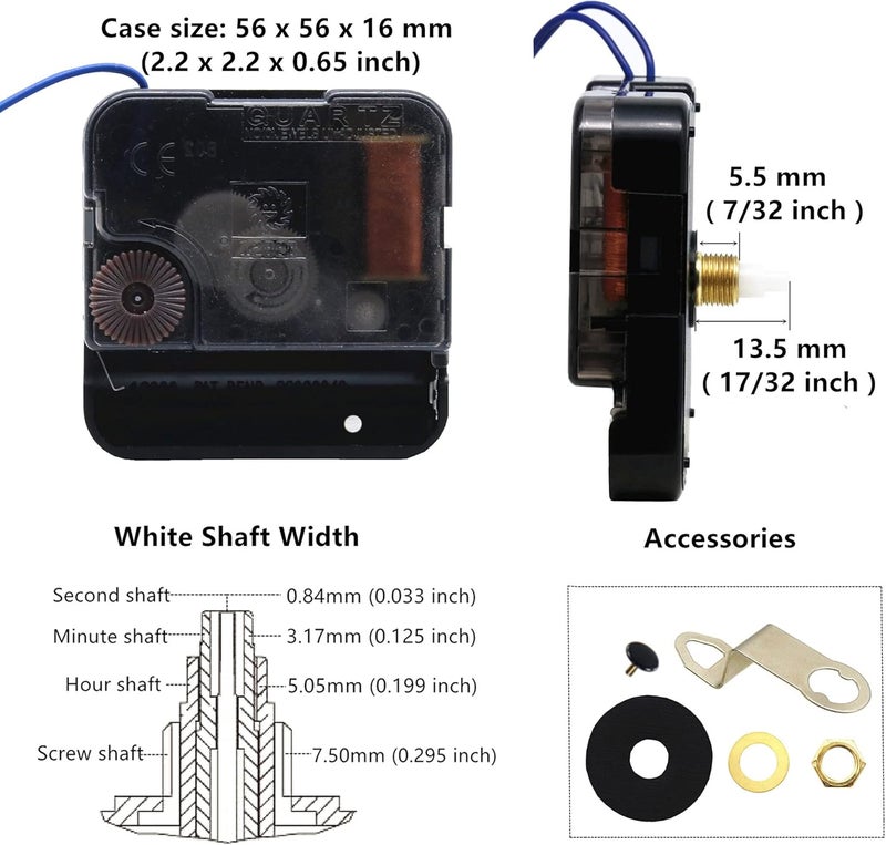TIKROUND Youngtown 12888 Step Quartz Movement Repair Part with Hour Trigger Switch.7/64 Inch Maximum Dial Thickness, 17/32 Inch Total Shaft Length. B Hands - Image 2