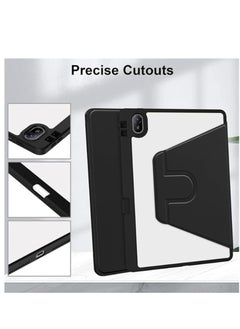 Generic Clear Case Compatible with Huawei MatePad SE 11 Inch 2024 Acrylic Transparent Rotating Protective Case Multi-View Stand with Pen Slot Auto Sleep/Wake (Black)  - Image 3