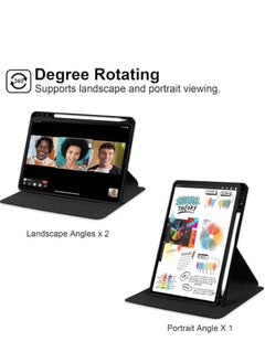 Generic Clear Case Compatible with Huawei MatePad SE 11 Inch 2024 Acrylic Transparent Rotating Protective Case Multi-View Stand with Pen Slot Auto Sleep/Wake (Black)  - Image 5