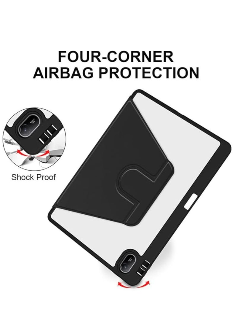 Generic - Clear Case Compatible with Huawei MatePad SE 11 Inch 2024 Acrylic Transparent Rotating Protective Case Multi-View Stand with Pen Slot Auto Sleep/Wake (Black) - Image 1