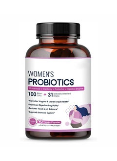Probiotic Live Women’s Probiotic, 90 Caps 100 Billion CFU 31 Strains, with Organic Prebiotics Cranberry, Digestive Immune, Shelf Stable, Delayed Release, No Soy Gluten Dairy  - Image 1