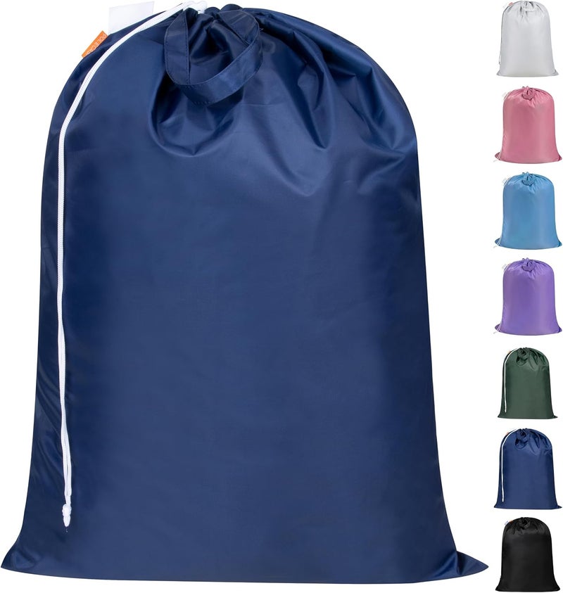 Extra Heavy-Duty Laundry Bag with Handles, Navy, 28x36" - 2 Pack