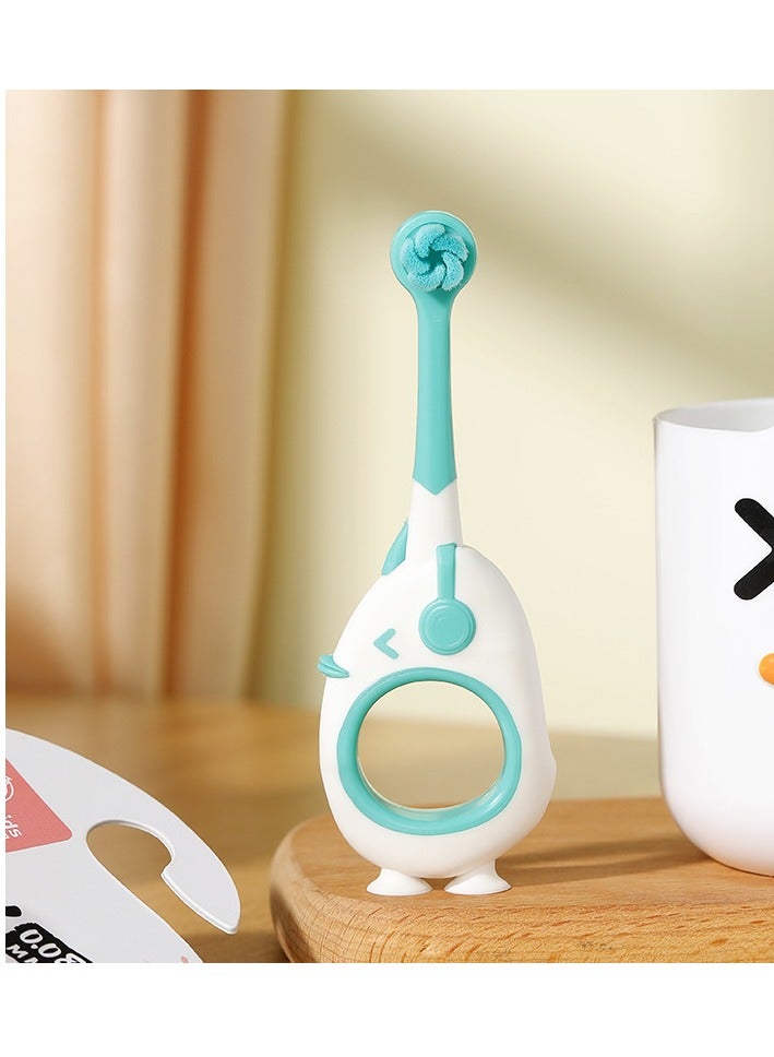 فرشاة أسنان للأطفال عبوة واحدة من 1 إلى 3 سنوات، فرشاة أسنان ناعمة مضادة للبكتيريا، فرشاة أسنان للأطفال بعمر 1-3 سنوات، كوب شفط على شكل بطة، شعيرات دقيقة - Image 1